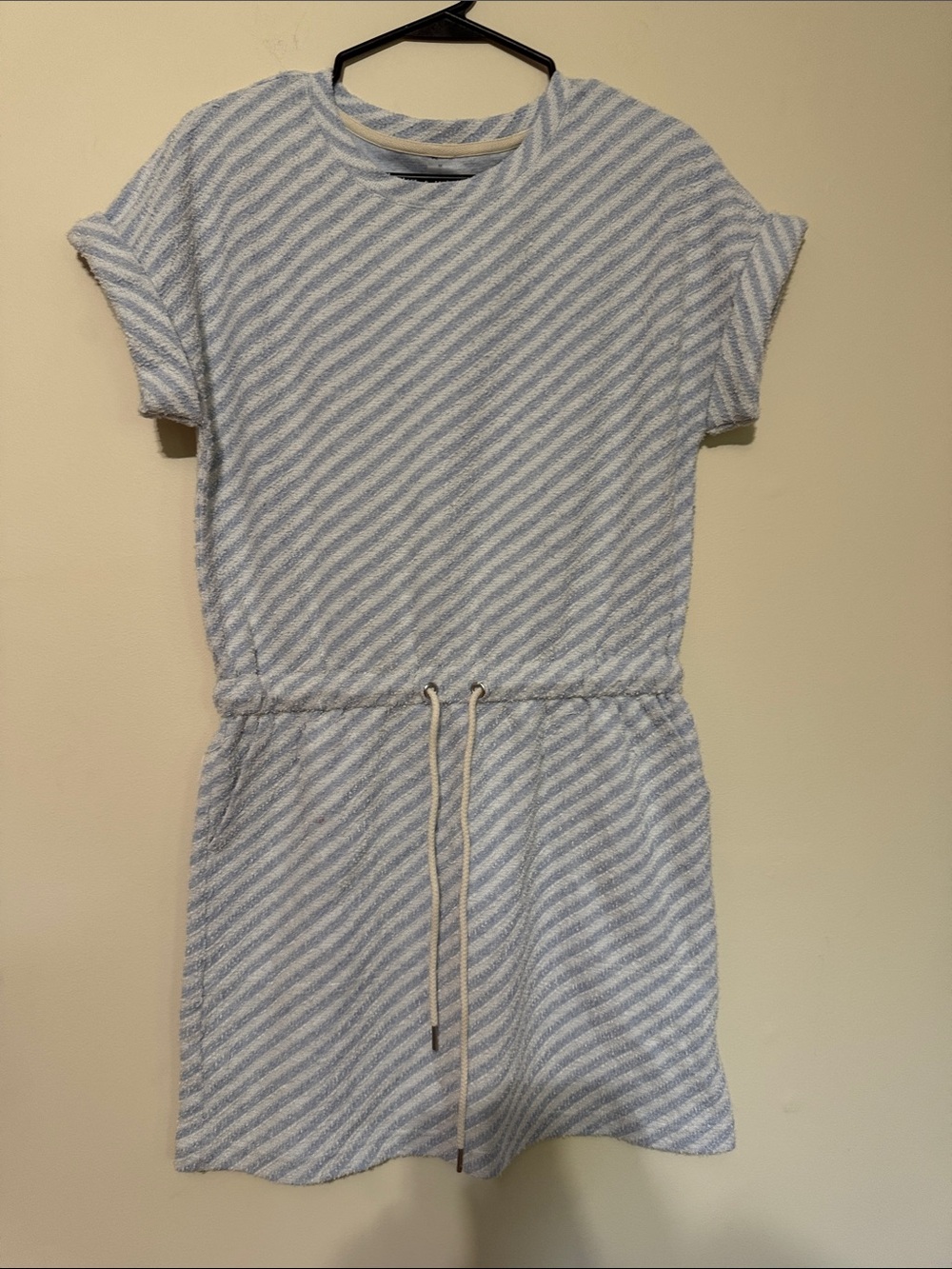 Lou & Grey Blue and White Striped Drawstring Casual Dress
